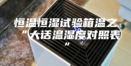 恒温恒湿试验箱温之“大话温湿度对照表”